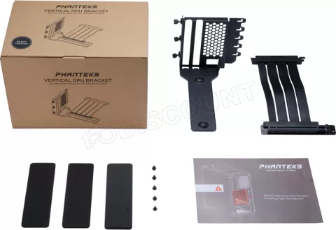 Photo de Kit Riser PCIe 4.0 16X Phanteks Gen4 II avec support vertical et nappe 22cm (Noir)