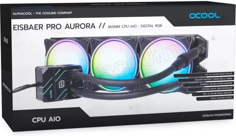 Photo de Kit Watercooling AIO Alphacool Eisbaer Pro Aurora RGB - 360mm (Noir)