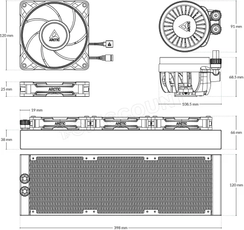 Photo de Kit Watercooling AIO Arctic Liquid Freezer III Pro RGB - 360mm (Blanc)