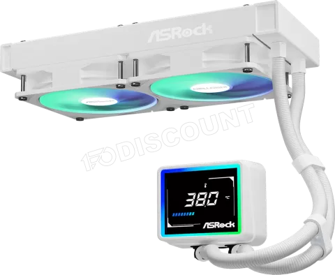 Photo de Kit Watercooling AIO ASRock Challenger Digital RGB - 240mm (Blanc)
