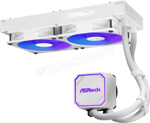 Photo de Kit Watercooling AIO ASRock Pro RGB - 240mm (Blanc)