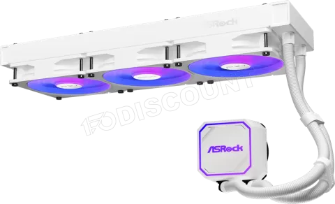 Photo de Kit Watercooling AIO ASRock Pro RGB - 360mm (Blanc)