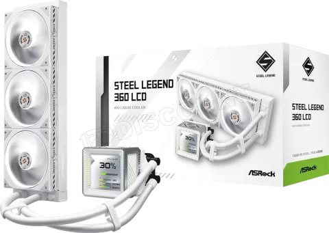 Photo de Kit Watercooling AIO ASRock Steel Legend LCD - 360mm (Blanc)