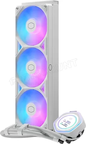 Photo de Kit Watercooling AIO Cooler Master MasterLiquid Atmos II LCD RGB - 360mm (Blanc)