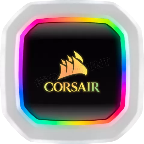 Photo de Kit Watercooling AIO Corsair Hydro H100i Platinum RGB - 240mm (Blanc)