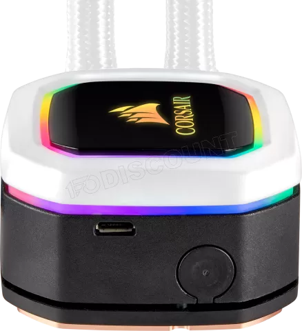 Photo de Kit Watercooling AIO Corsair Hydro H100i Platinum RGB - 240mm (Blanc)