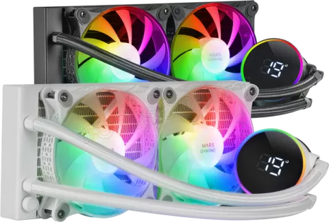 Photo de Kit Watercooling AIO Mars Gaming ML-LCD RGB - 240mm (Blanc)