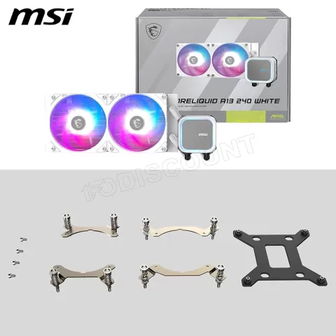 Photo de Kit Watercooling AIO MSI Mag CoreLiquid A13 RGB - 240mm (Blanc)