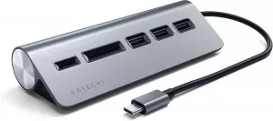 Photo de Lecteur de Cartes externe Satechi Type C + Hub USB 3.0 (Gris)