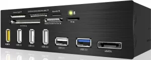 Photo de Lecteur de Cartes Icy Box IB-867-B Interne + 4 ports USB 2.0, 1 port USB 3.0 et 1 port eSATA