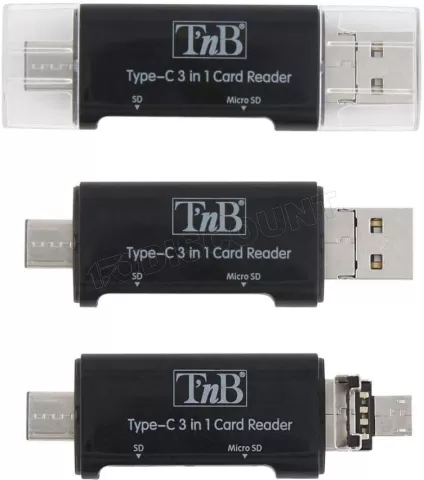 Photo de Lecteur de Cartes USB 2.0 Type A/C/Micro B T'nB (Noir)
