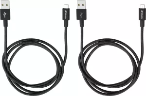 Photo de Lot de 2 Cables USB Verbatim Sync & Charge USB vers micro USB 1m (Noir)