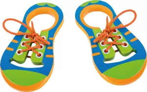 Photo de Lot de 2 Chaussures à lacer Small Foot en bois pour apprentissage