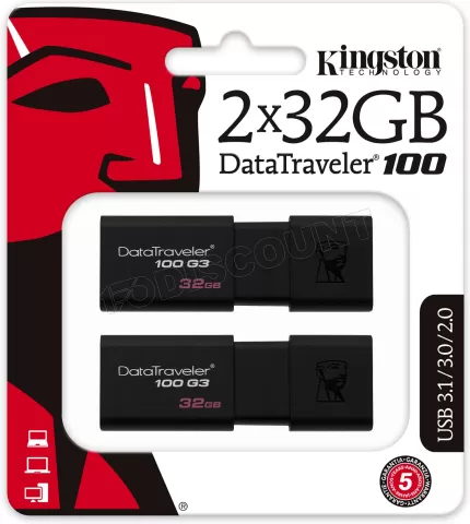 Photo de Lot de 2 Clés USB 3.1 Kingston DataTraveler 100 G3 - 32Go