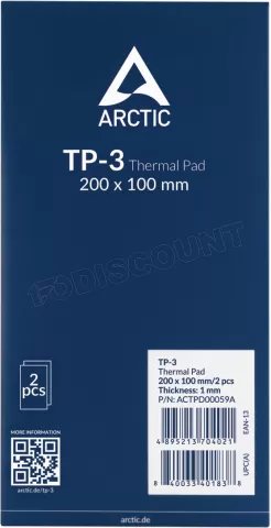 Photo de Lot de 2 Pads thermiques Arctic TP-3 200x100x1mm (Bleu)