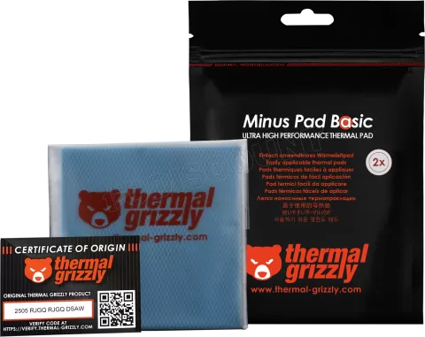 Photo de Lot de 2 Pads Thermiques Thermal Grizzly Minus Pad Basic 100x100x1mm (Noir)