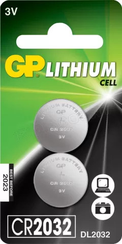 Photo de Lot de 2 piles plates GP Batteries Lithium 3V pour Carte Mère (CR2032)