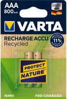 Photo de Lot de 2 piles rechargeables Varta Accu Recycled type AAA 1,2V 800 mAh