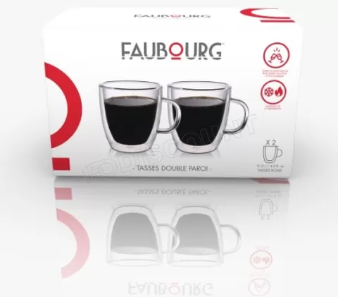 Photo de Lot de 2 tasses à café double paroi Faubourg Rome 12cl (Transparent)