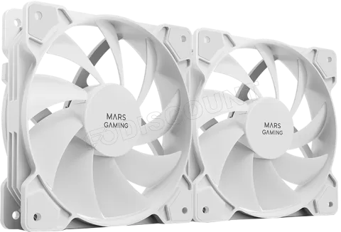 Photo de Lot de 2 Ventilateurs boitier Mars Gaming MF-PWMX2 - 12cm (Blanc)