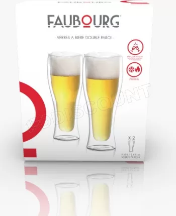 Photo de Lot de 2 Verres à bière double paroi Faubourg Dublin 48cl (Transparent)