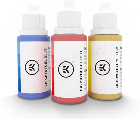 Photo de Lot de 3 Bouteilles de colorant pour Liquide Watercooling Ekwb EK-CryoFuel Dye Pack (Rouge/Jaune/Bleu)