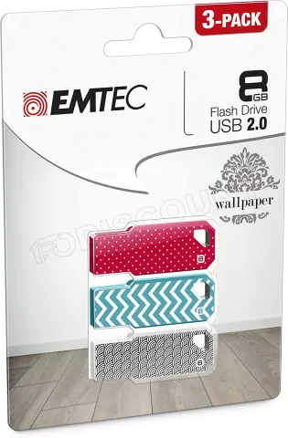 Photo de Lot de 3 Clés USB 2.0 Emtec M750 Wallpaper - 8Go (Gris/Rouge/Bleu)