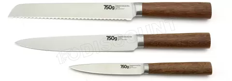 Photo de Lot de 3 Couteaux de cuisine 750g Wood (Marron)