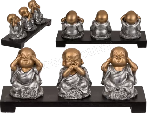 Photo de Lot de 3 Statuettes Bouddha assis 20 cm en résine