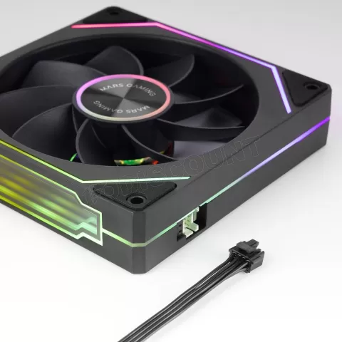 Photo de Lot de 3 Ventilateurs boitier Mars Gaming MF-LinkFinity 2 Reverse RGB - 12cm (Noir)