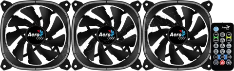 Photo de Lot de 3 Ventilateurs de boitier AeroCool Astro 12 Pro RGB 12cm (Noir)