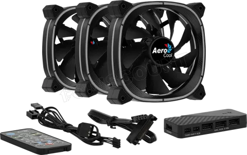 Photo de Lot de 3 Ventilateurs de boitier AeroCool Astro 12 Pro RGB 12cm (Noir)