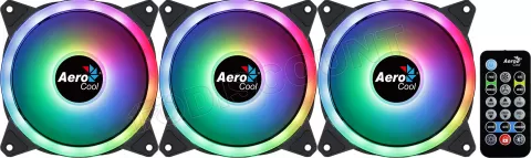 Photo de Lot de 3 Ventilateurs de boitier AeroCool Duo 12 Pro RGB 12cm avec télécommande (Noir)