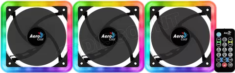 Photo de Lot de 3 Ventilateurs de boitier AeroCool Edge 14 Pro RGB 14cm (Noir)