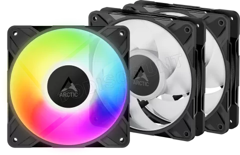 Photo de Lot de 3 Ventilateurs de boitier Arctic P12 Pro Low Noise RGB - 12cm (Noir)