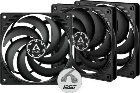 Photo de Lot de 3 Ventilateurs de boitier Arctic P12 Slim PST - 12cm (Noir)