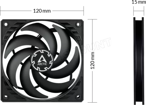 Photo de Lot de 3 Ventilateurs de boitier Arctic P12 Slim PST - 12cm (Noir)