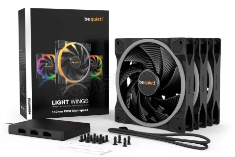 Photo de Lot de 3 Ventilateurs de boitier Be Quiet Light Wings High Speed RGB - 14cm (Noir)