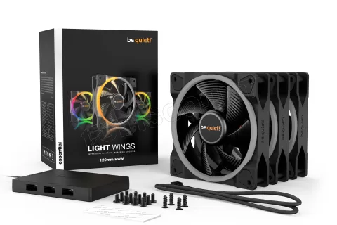 Photo de Lot de 3 Ventilateurs de boitier Be Quiet Light Wings RGB - 12cm (Noir)