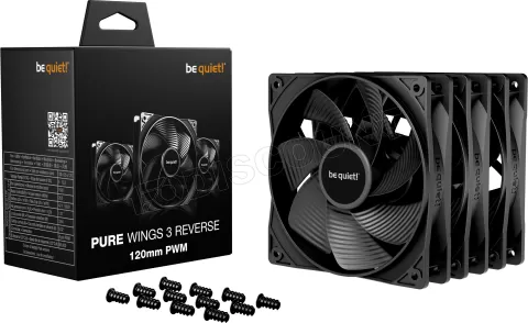 Photo de Lot de 3 Ventilateurs de boitier be quiet! Pure Wings 3 PWM Reverse - 12cm (Noir)
