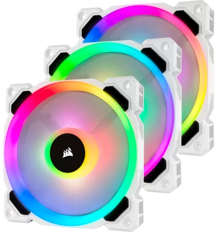 Photo de Lot de 3 Ventilateurs de boitier Corsair Dual Light Loop LL120 RGB - 12cm (Blanc)