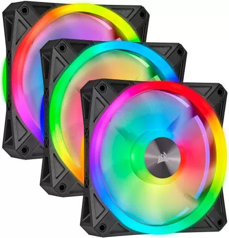 Photo de Lot de 3 Ventilateurs de boitier Corsair iCue QL120 PWM 12cm RGB (Noir)