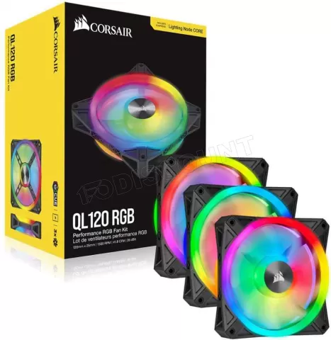 Photo de Lot de 3 Ventilateurs de boitier Corsair iCue QL120 PWM 12cm RGB (Noir)