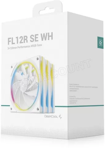 Photo de Lot de 3 Ventilateurs de boitier Deepcool FL12 SE Reverse RGB - 12cm (Blanc)