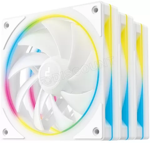 Photo de Lot de 3 Ventilateurs de boitier Deepcool FL12 SE RGB - 12cm (Blanc)