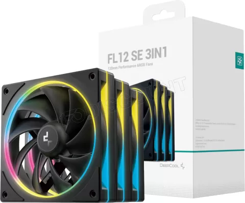 Photo de Lot de 3 Ventilateurs de boitier Deepcool FL12 SE RGB - 12cm (Noir)