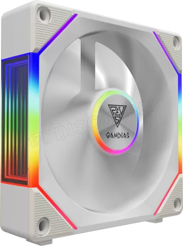 Photo de Lot de 3 Ventilateurs de boitier Gamdias Aeolus P2-U RGB - 12cm (Blanc)
