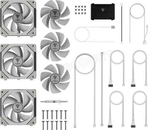 Photo de Lot de 3 Ventilateurs de boitier Gamdias Aeolus P2-U RGB - 12cm (Blanc)
