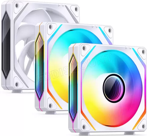 Photo de Lot de 3 Ventilateurs de boitier Jonsbo ZL-120 Reverse RGB - 12cm (Blanc)