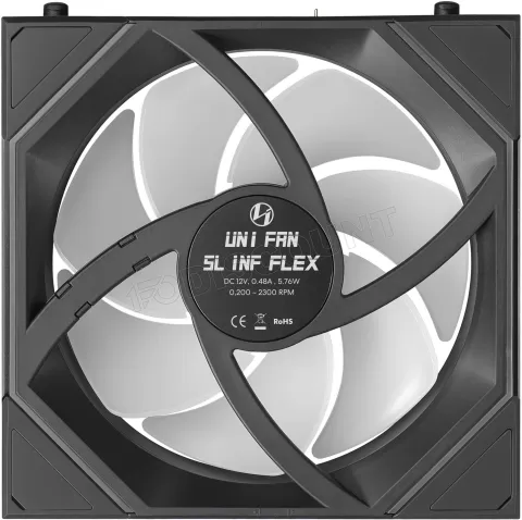 Photo de Lot de 3 Ventilateurs de boitier Lian Li Uni Fan SL-Infinity Flex Reverse RGB - 12cm avec contrôleur (Noir)